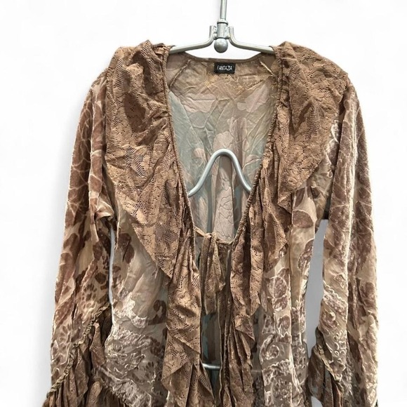 Women's Lace & velvet whimsical fairy top by Fantazia size L- 22" flat ptp - Picture 2 of 7